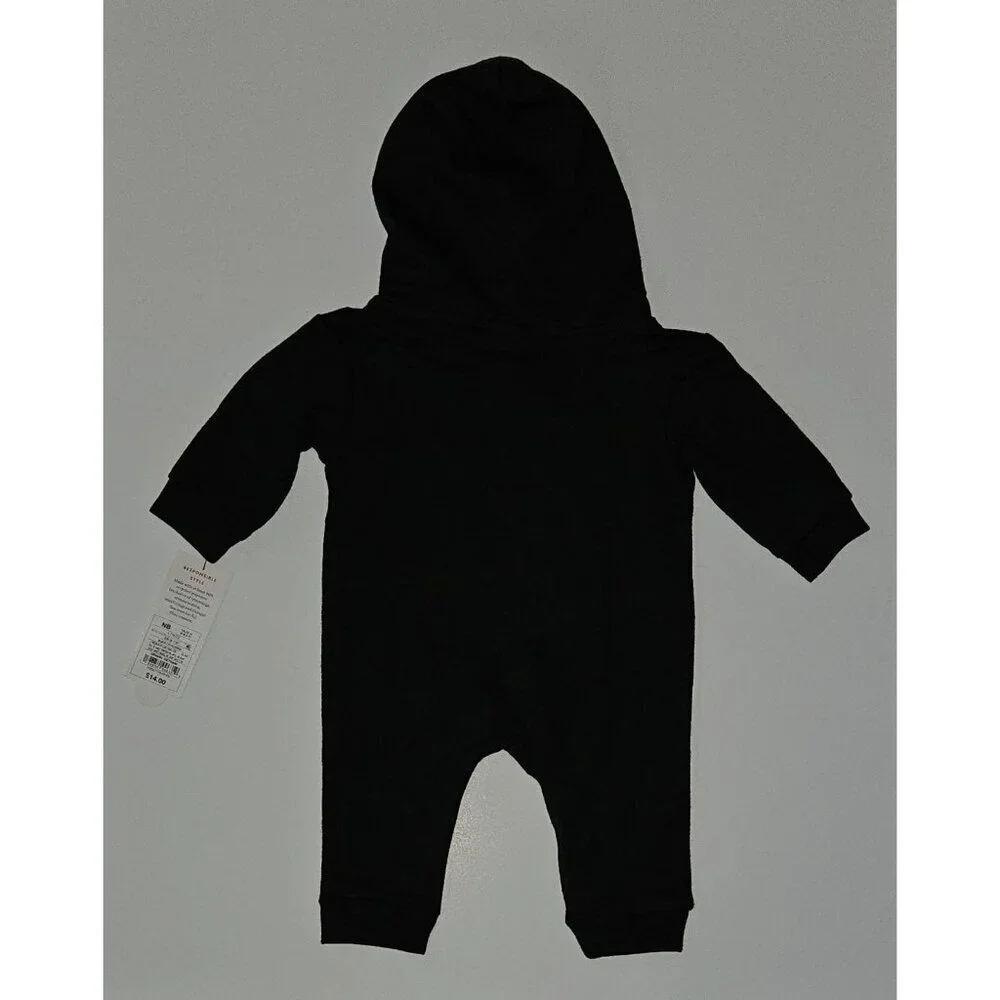 NEW Black Cat Halloween Outfit Baby Newborn Hooded Stitched PINK FACE Cat & Jack
